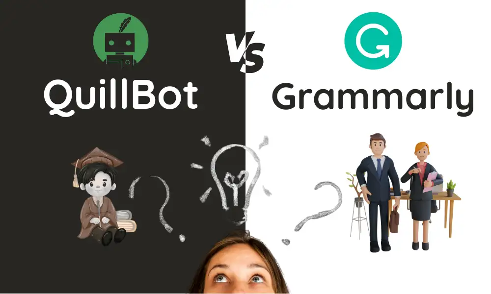An icon showing QuillBot is best for students and Grammarly is ideal for business professionals. An icon showing QuillBot is best for students and Grammarly is ideal for business professionals.