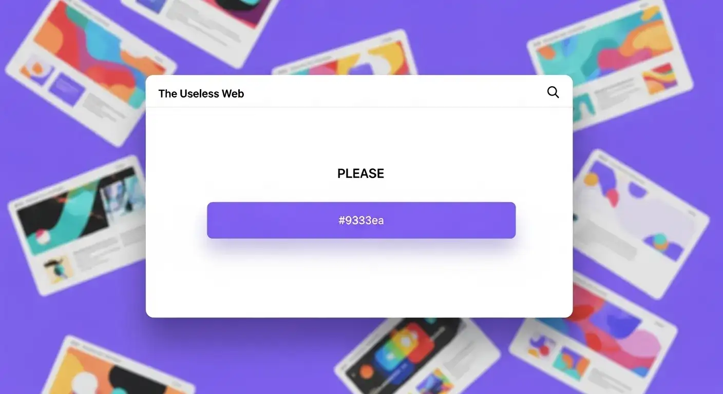 The Useless Web's iconic purple button interface The Useless Web's iconic purple button interface