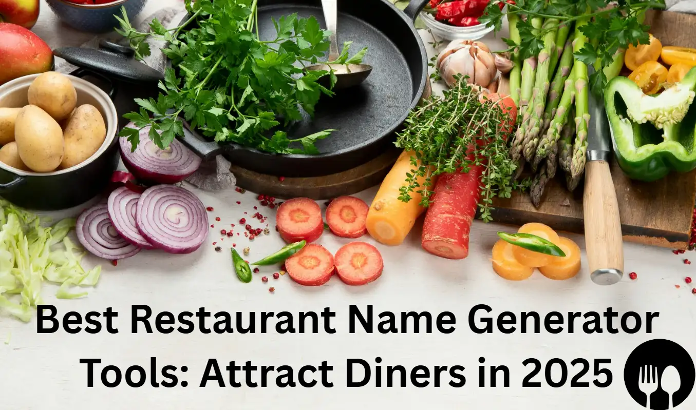 Text restaurant name generator against food background