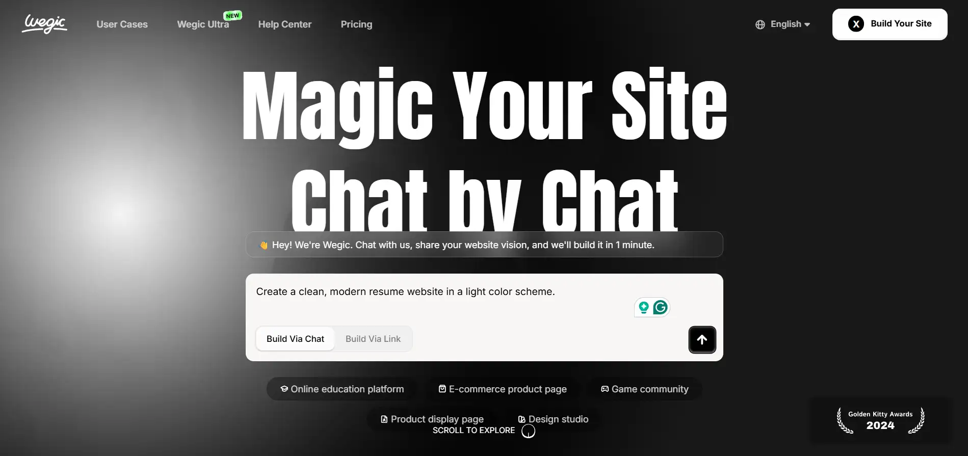 Chat with AI on Wegic Chat with AI on Wegic