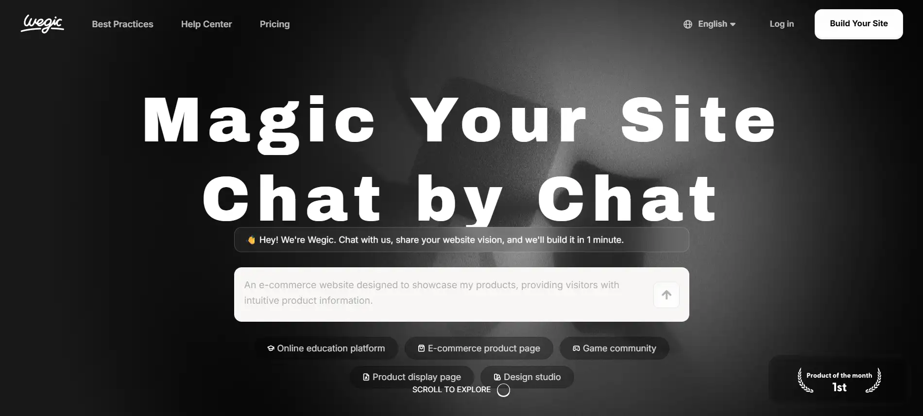 Homepage of Wegic