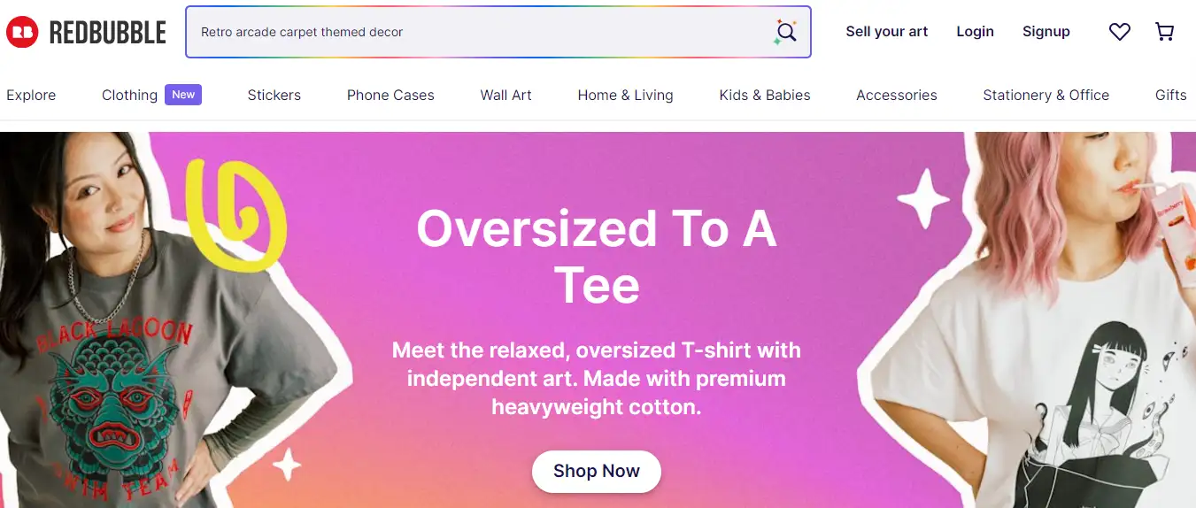 Redbubble homepage