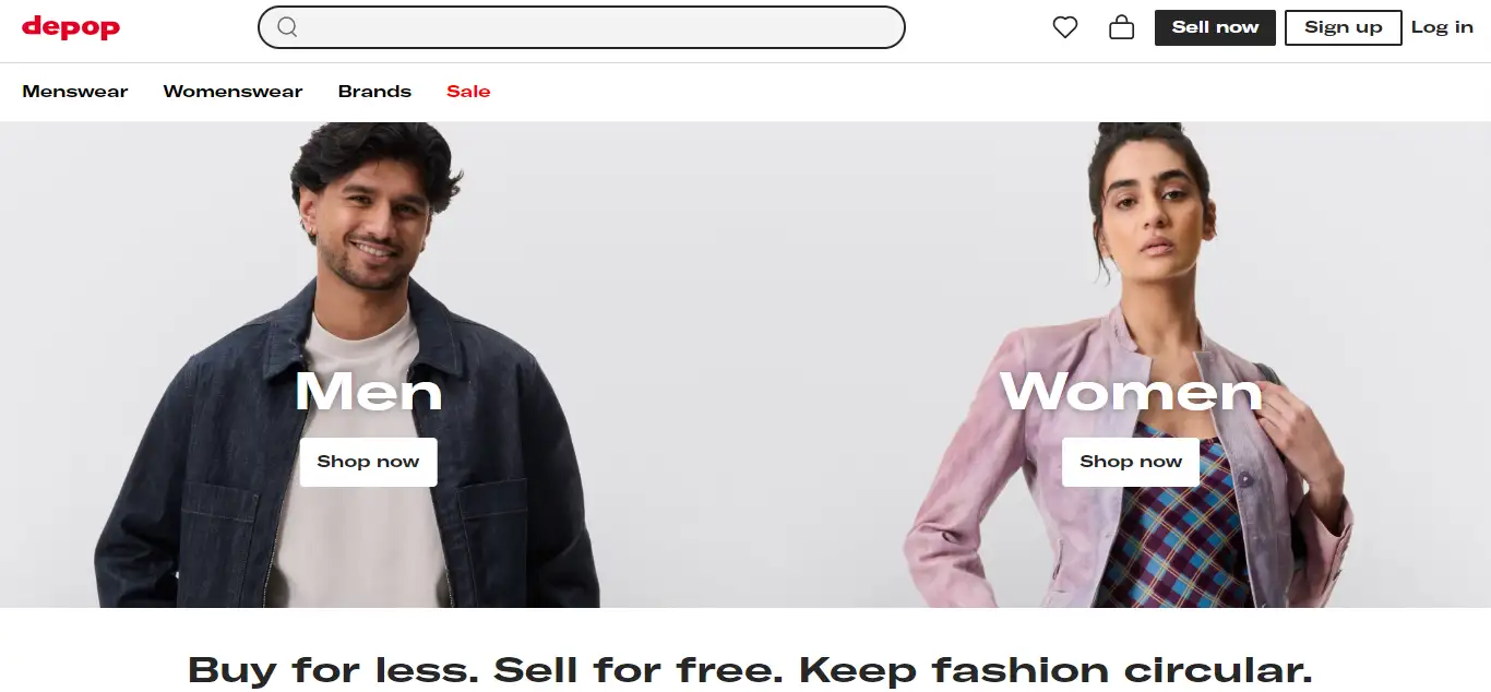 Depop homepage