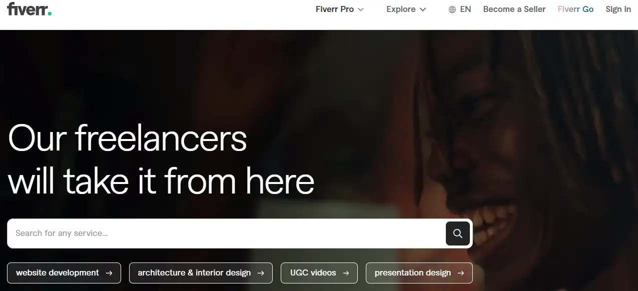 Fiverr homepage