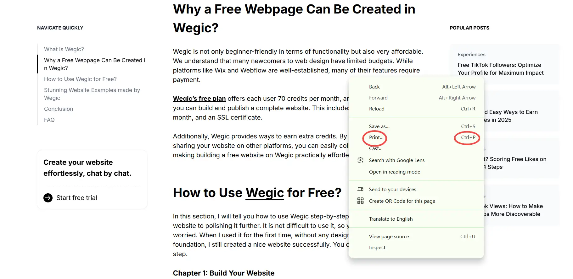 Press "ctrl + p" to open the print interface