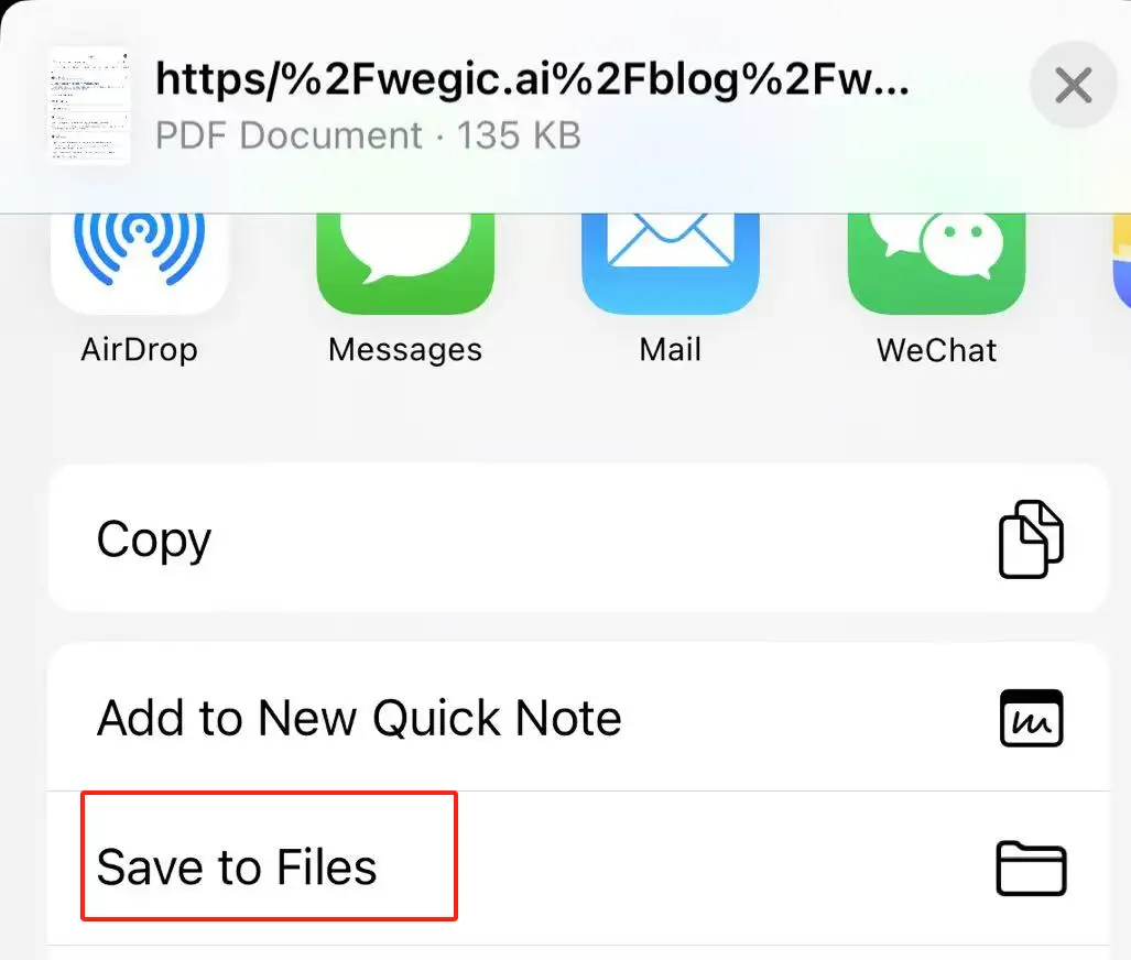 select "Save to Files"