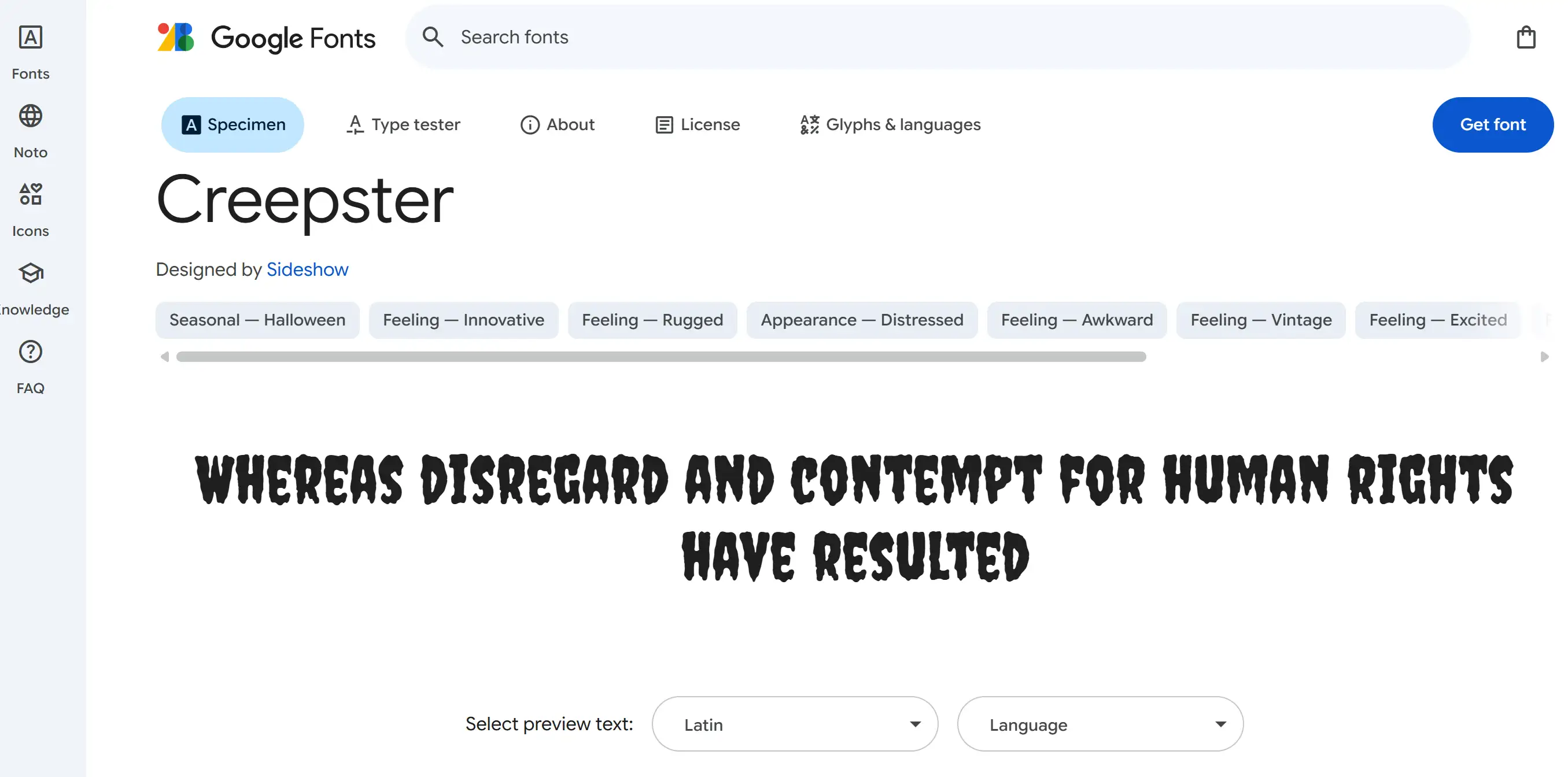 Creepster font from Google Fonts