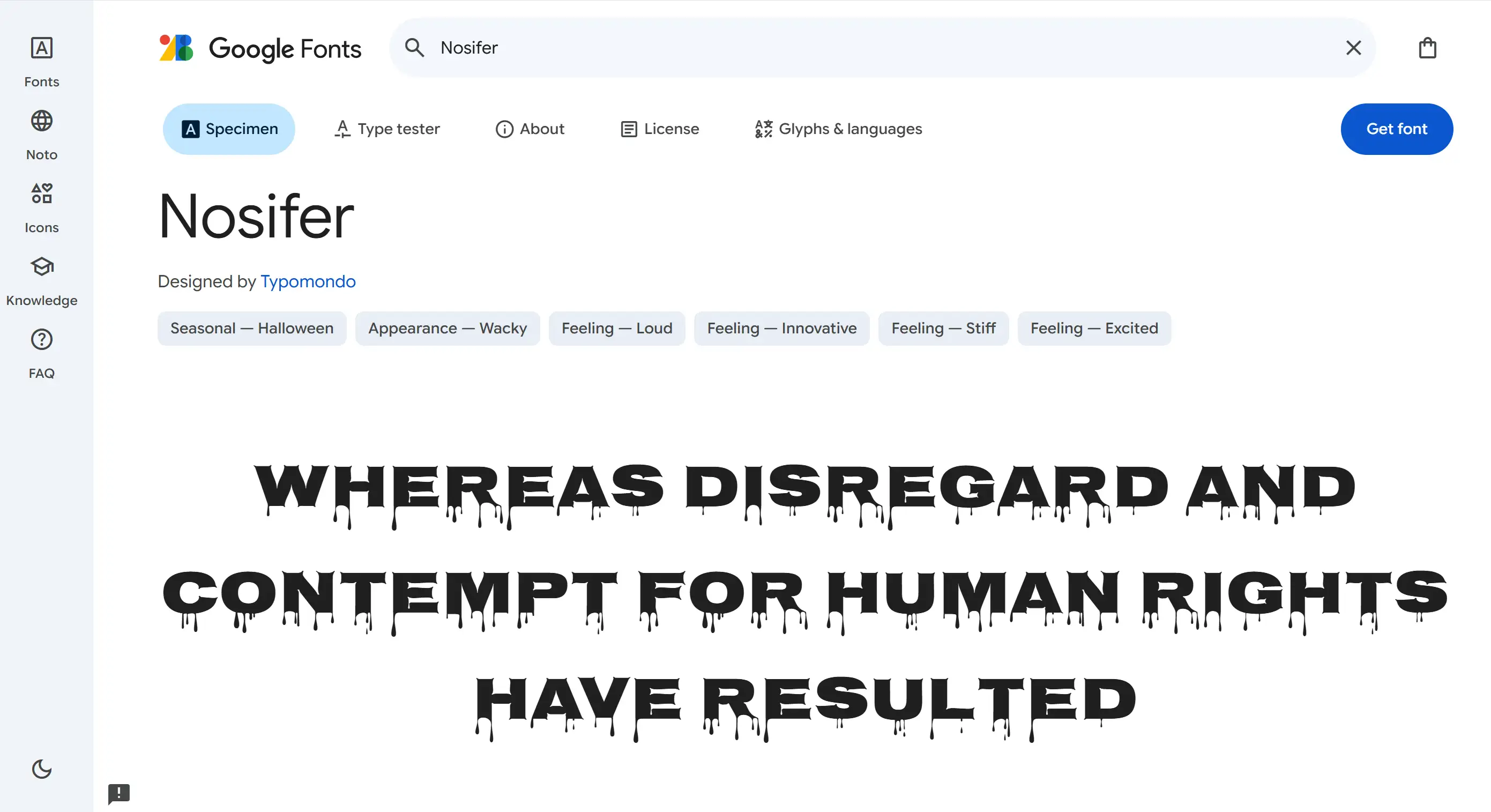Nosifer font from Google Fonts
