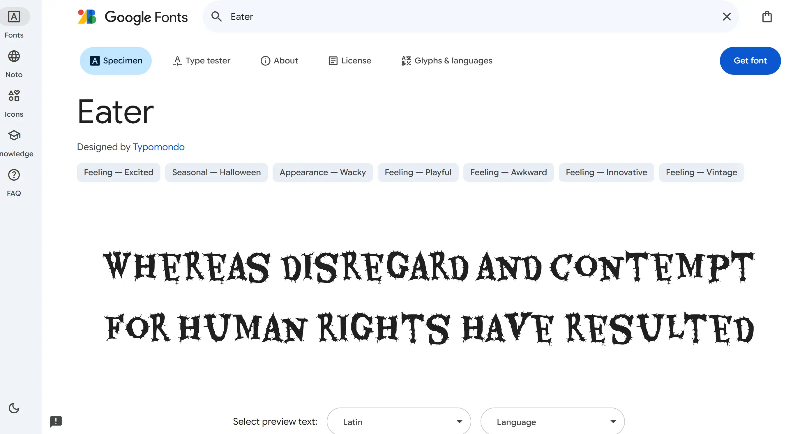 Eater font from Google Fonts