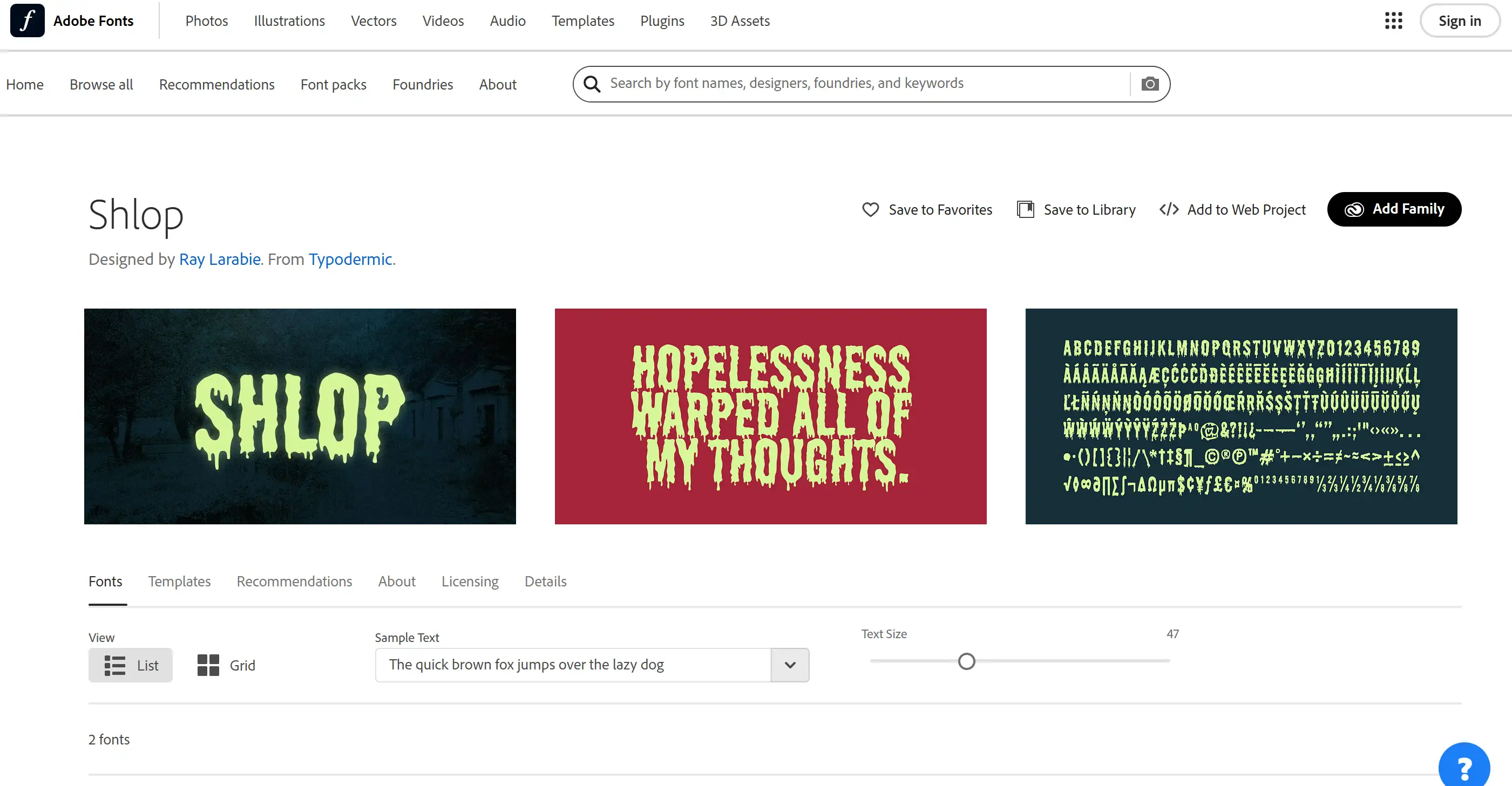Shlop font from Adobe Fonts