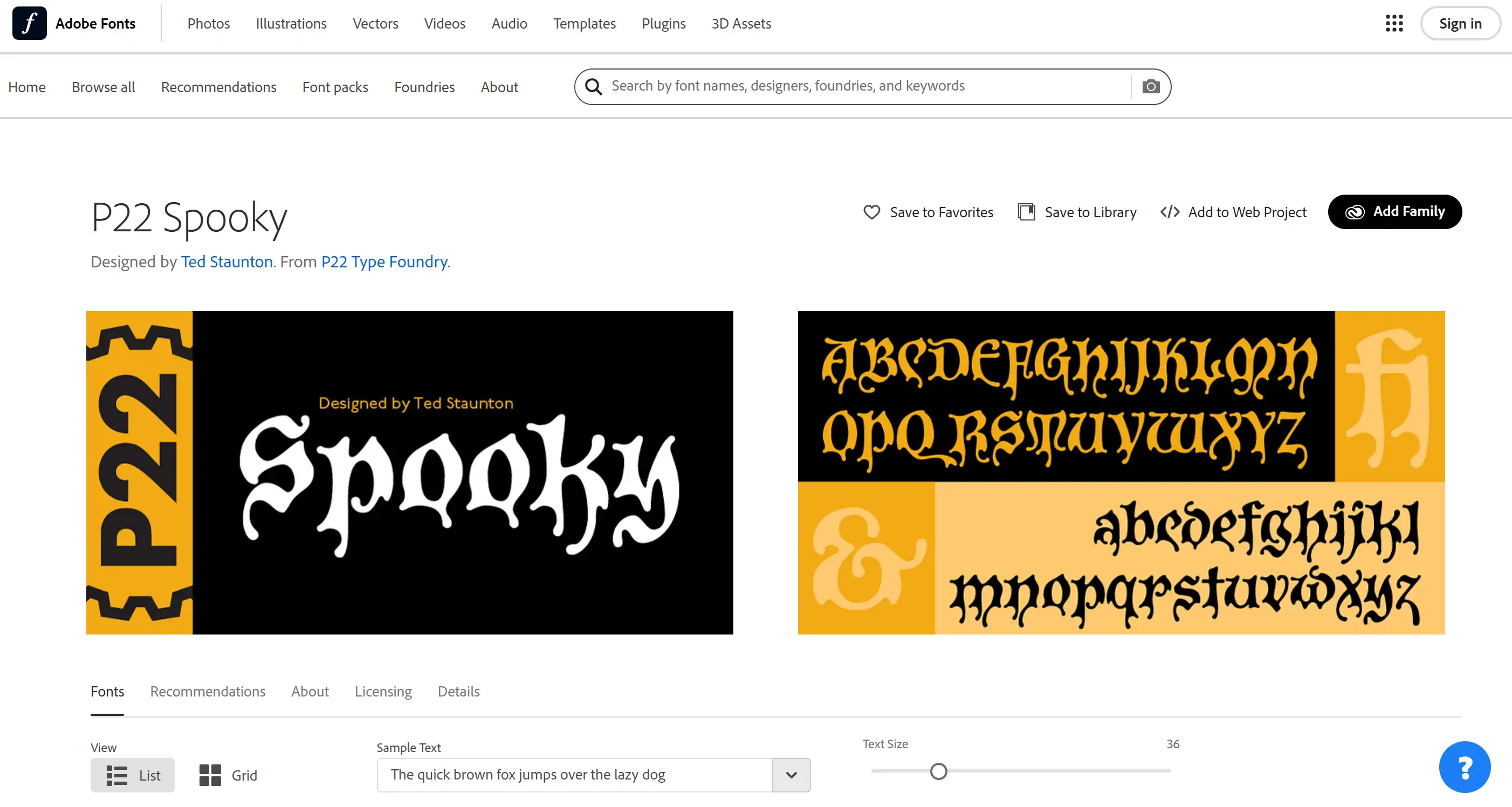 P22 Spooky font from Adobe Fonts