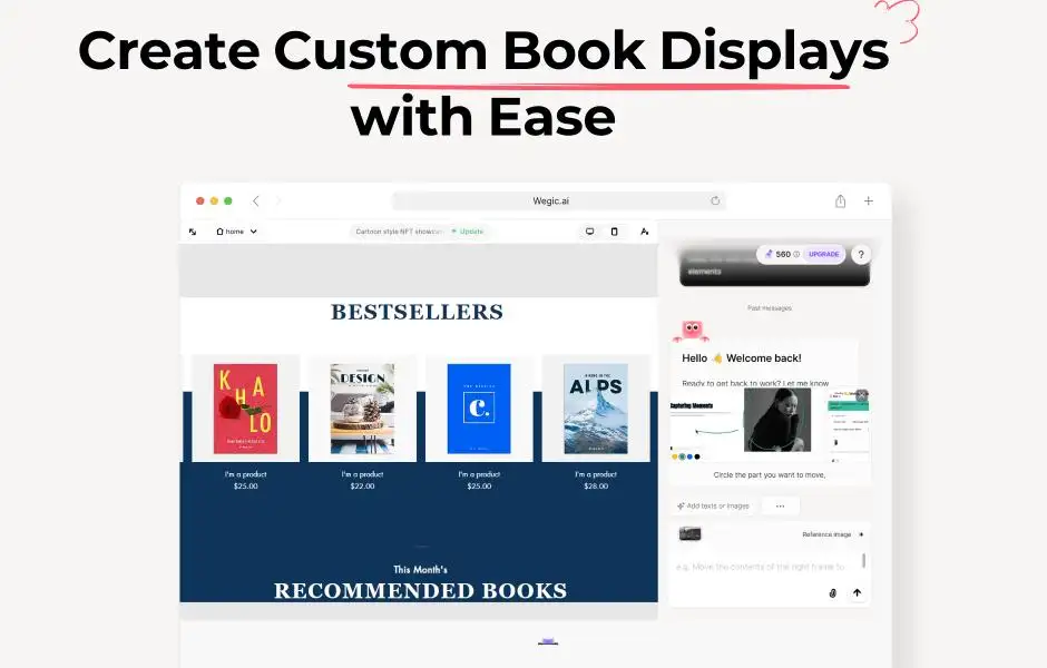 build online bookstore with wegic