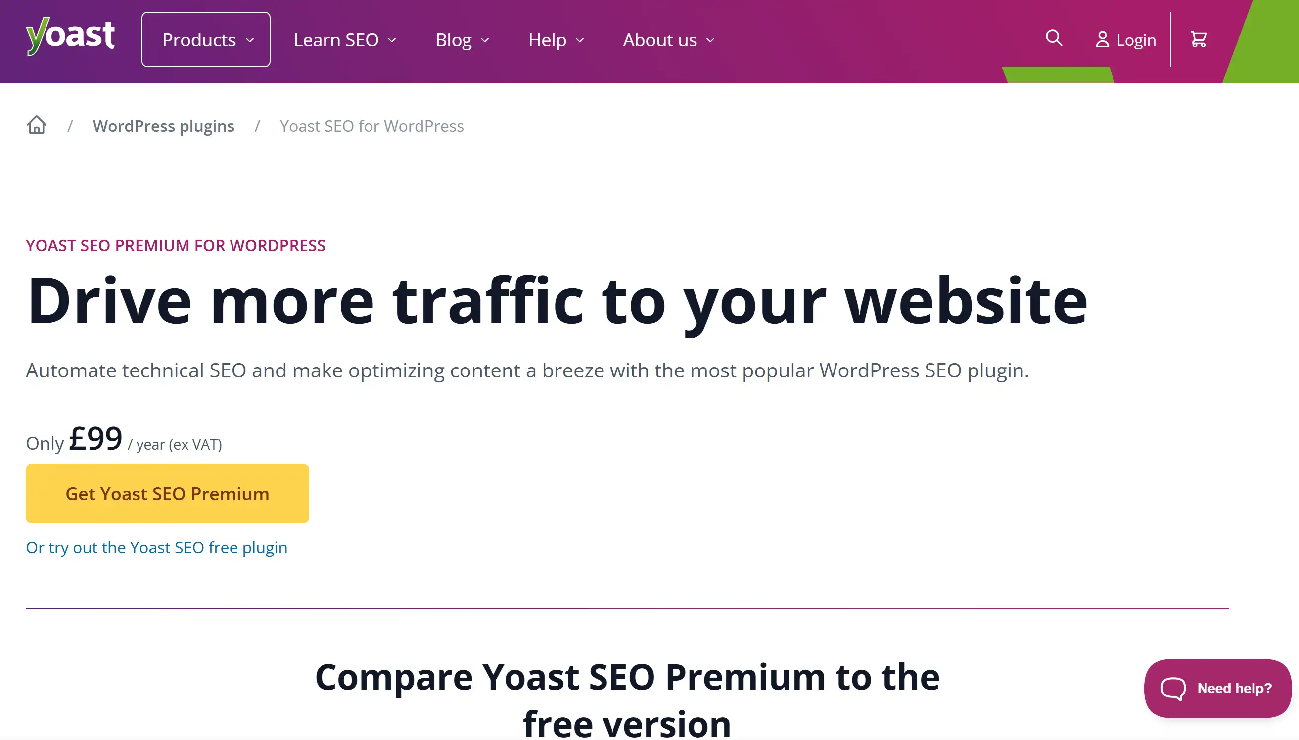 Yoast SEO for WordPress web page