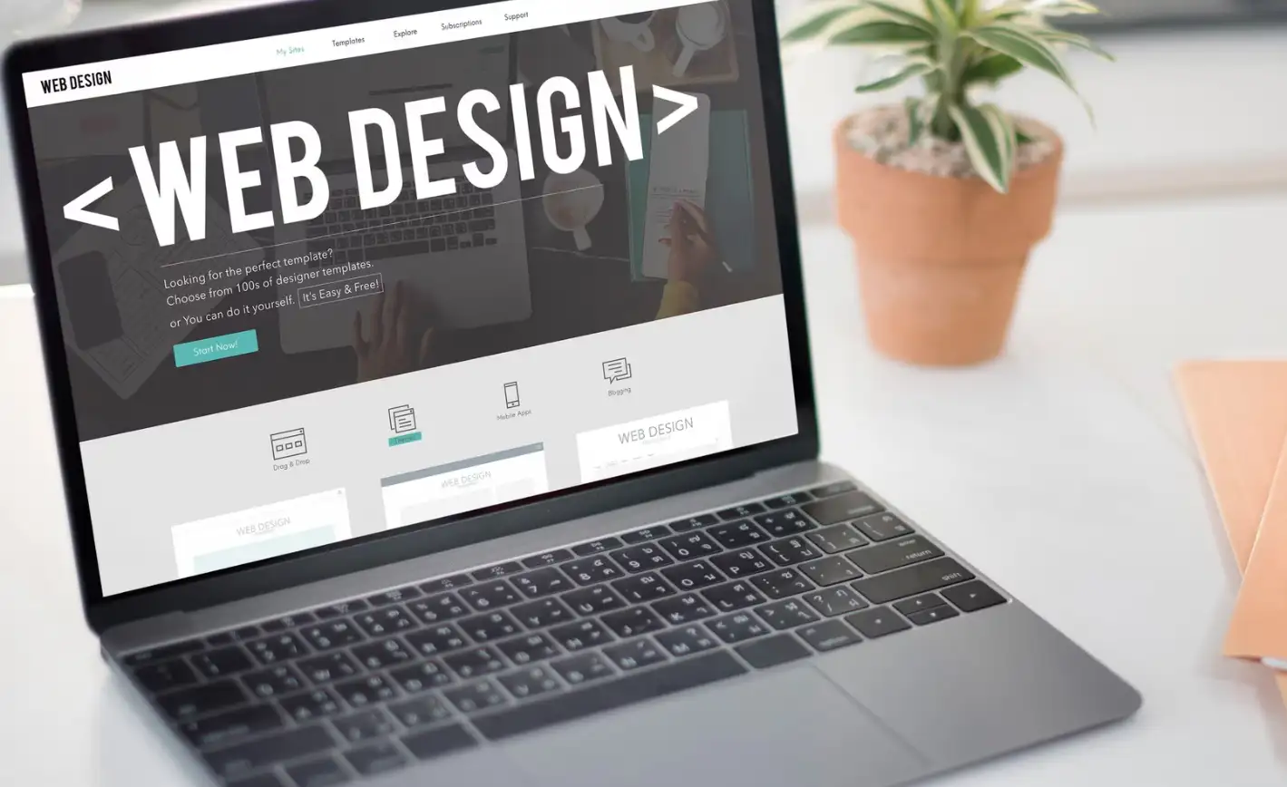 Web design page shown on a laptop