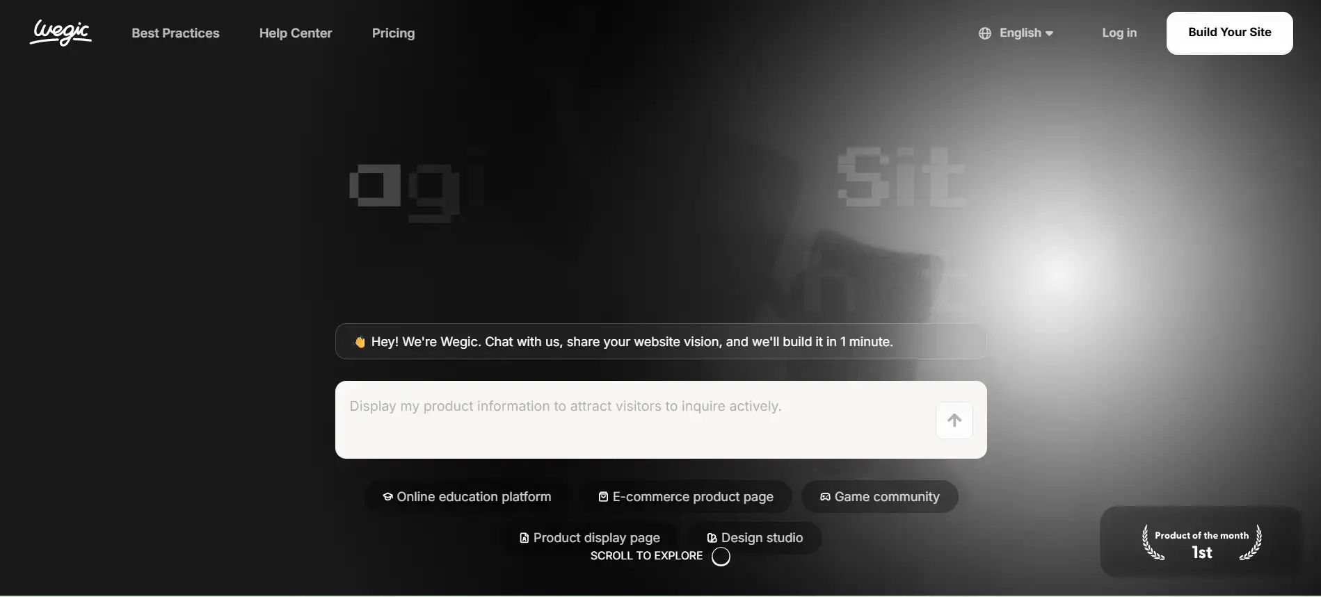Homepage of Wegic