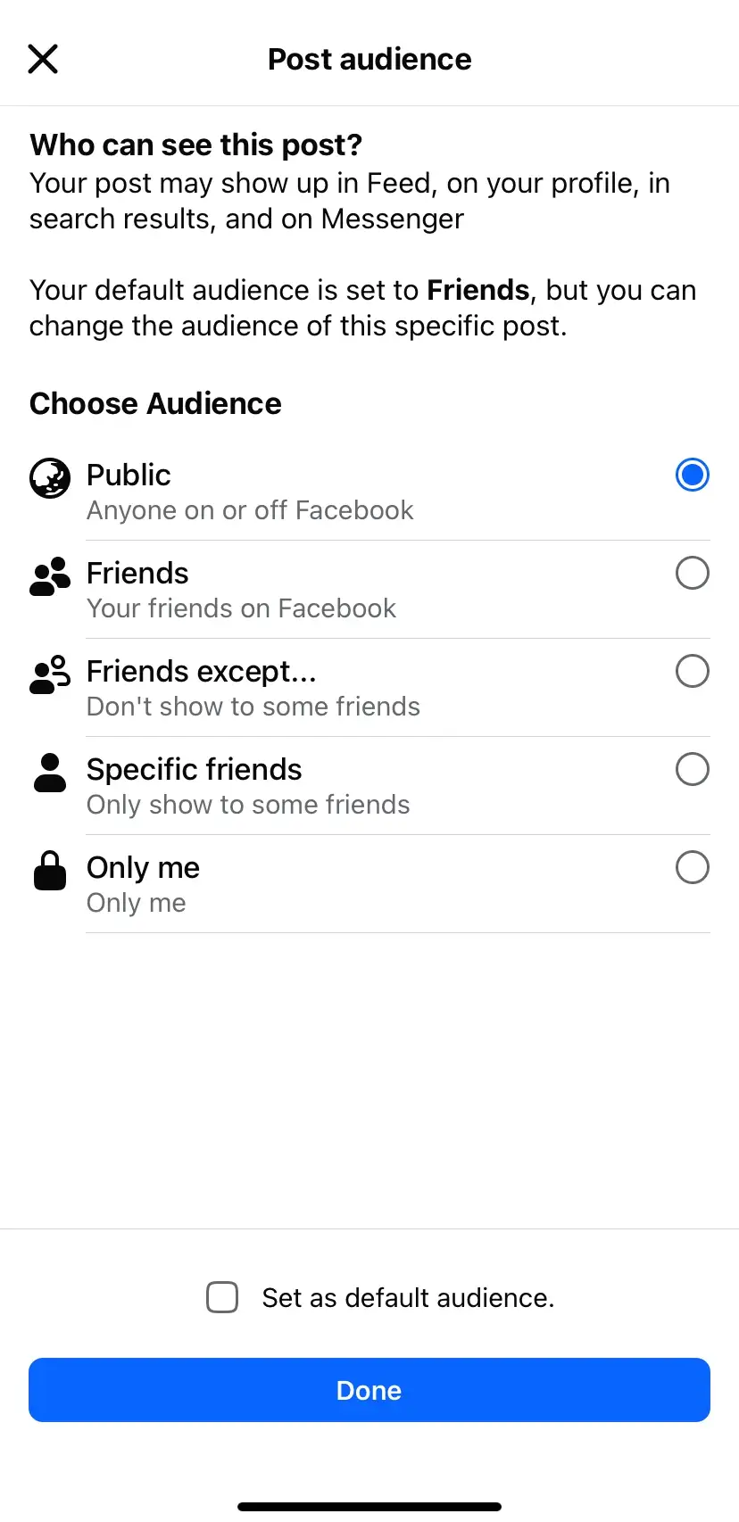 Choose the post audience