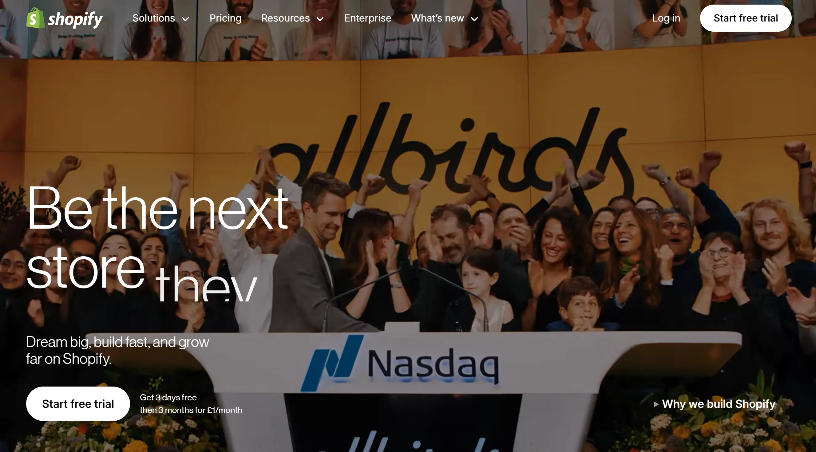 shopify's homepage