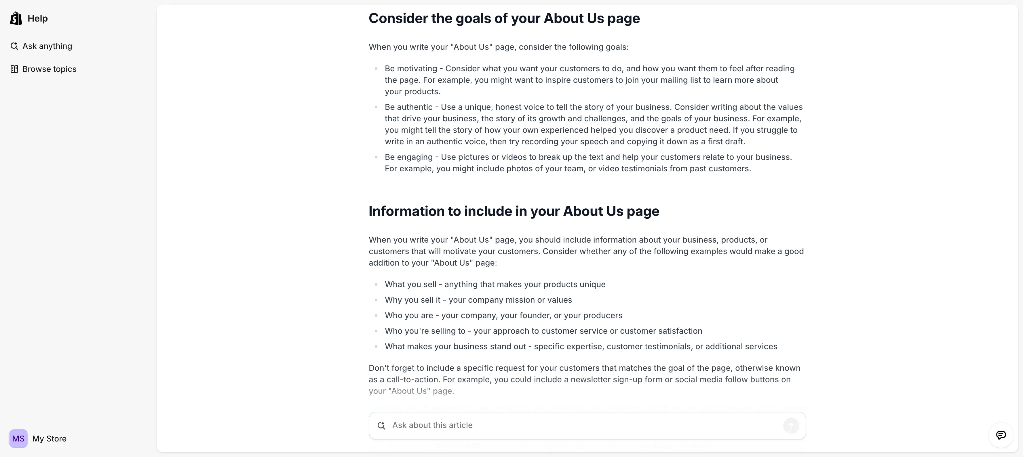 shopify about us page shopify about us page