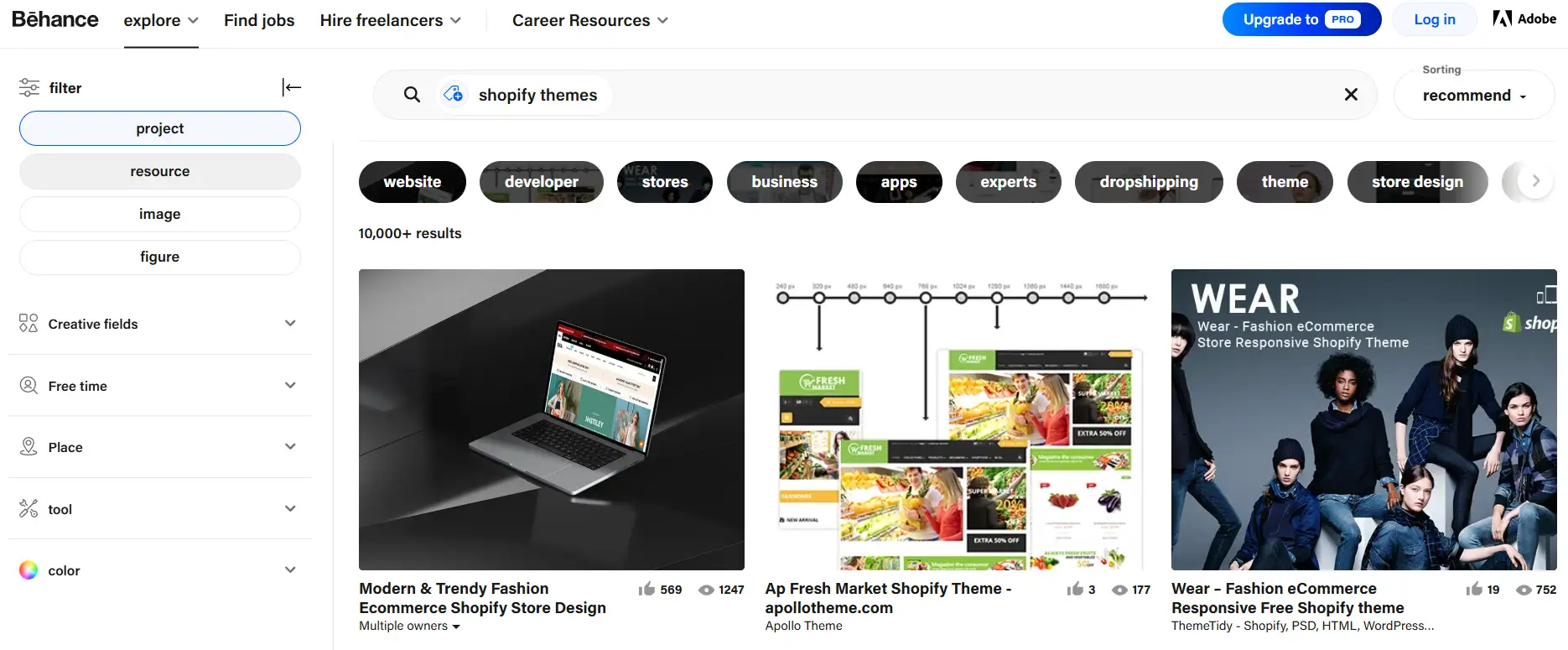 shopify theme collection from behance