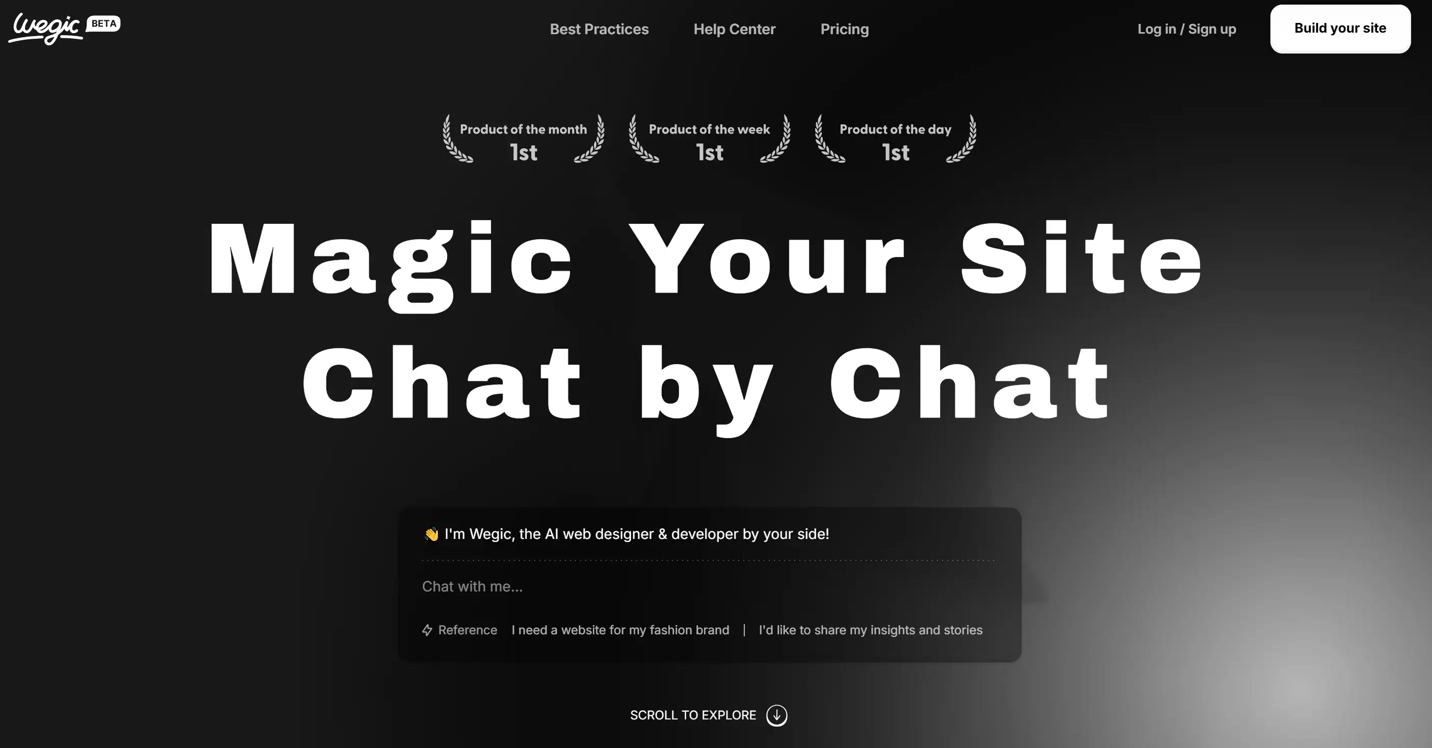 AI web designer and developer - Wegic's homepage