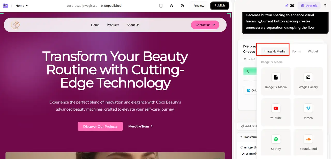 integrate website social media and functions