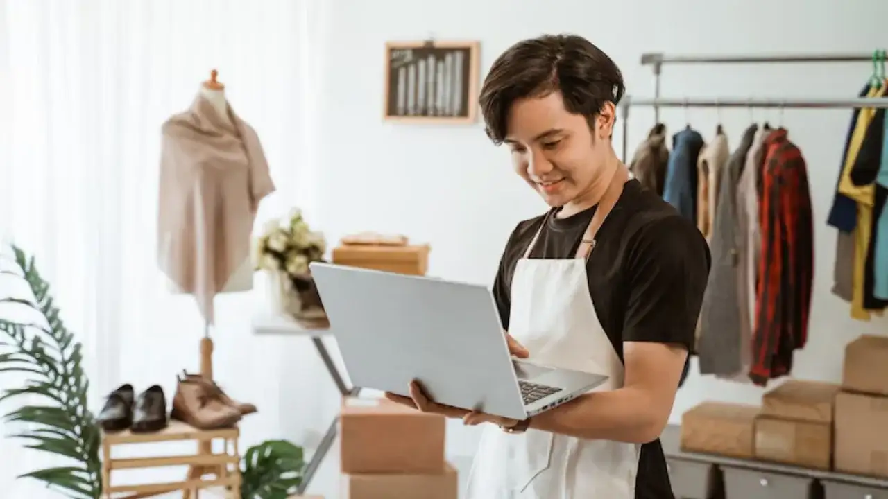 A desk setup for a teen social media manager, an online small business idea for teens. A desk setup for a teen social media manager, an online small business idea for teens.
