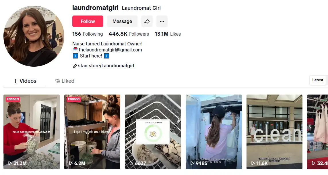TikTok account, @laundromatgirl TikTok account, @laundromatgirl