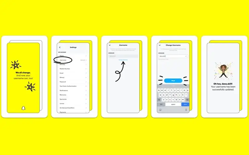 Changing snapchat username workflow
