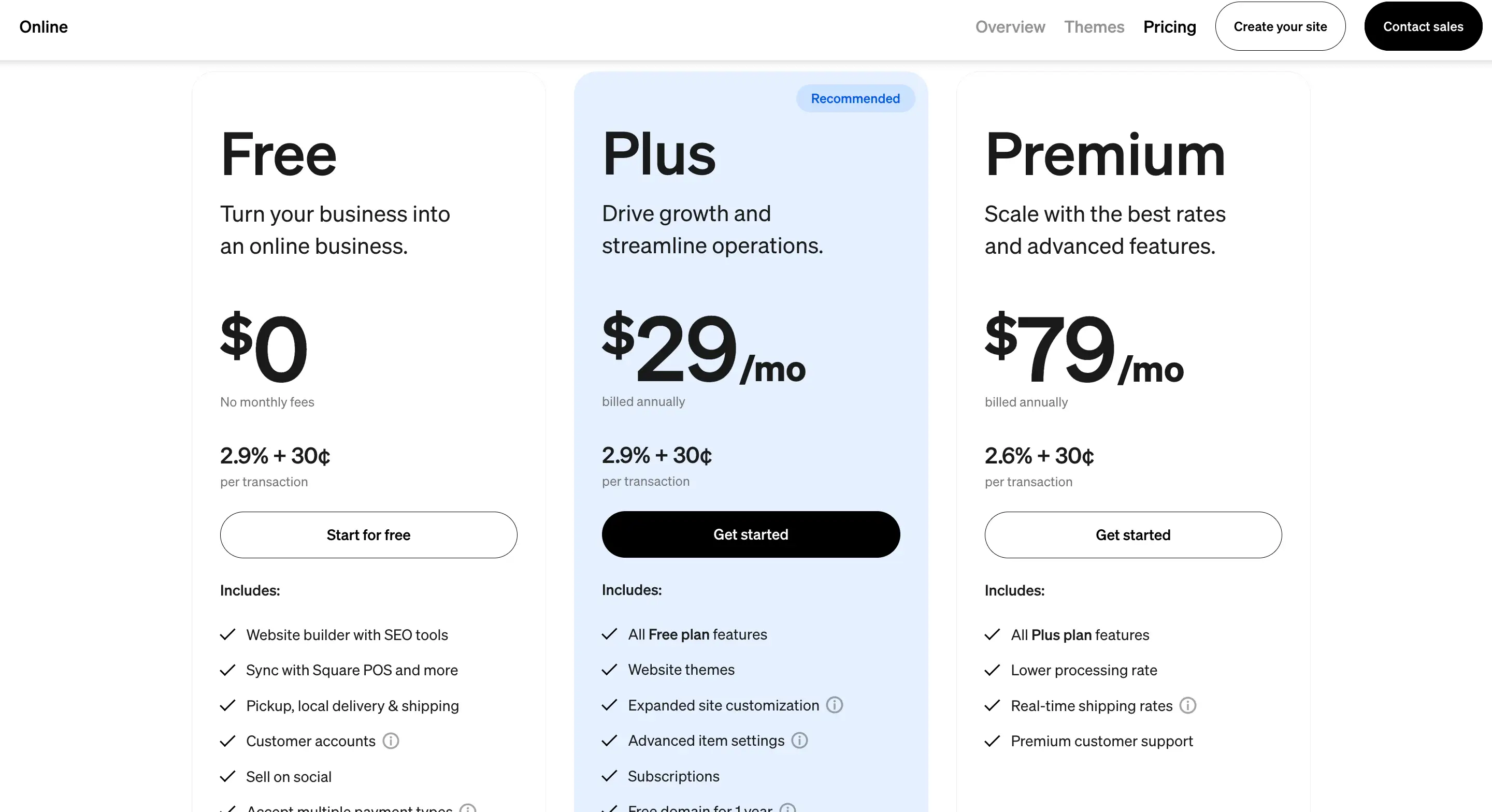 square pricing plans