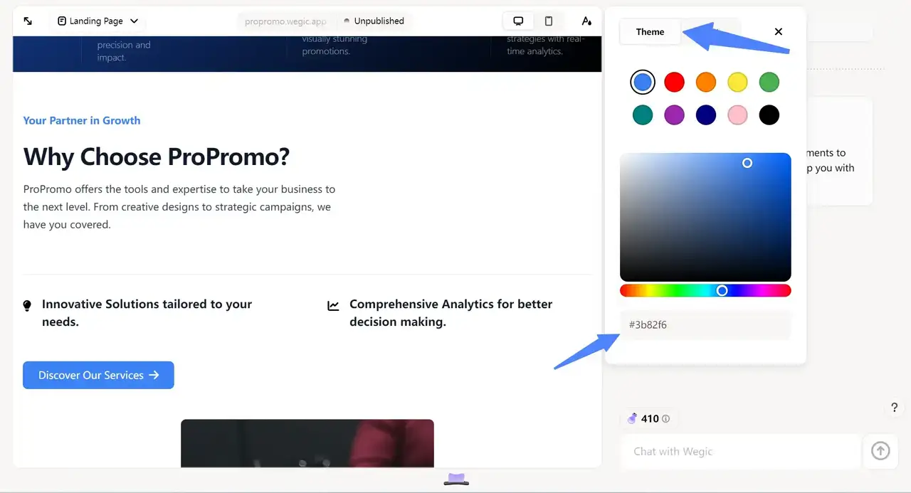 user can change the web color easily