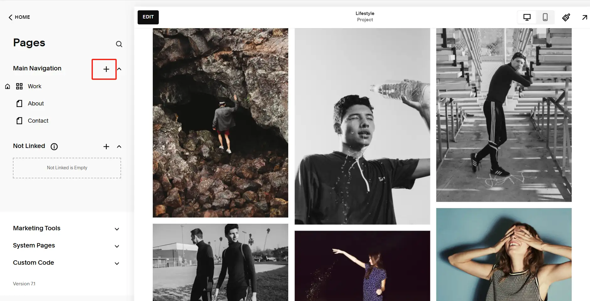 add more pages on squarespace