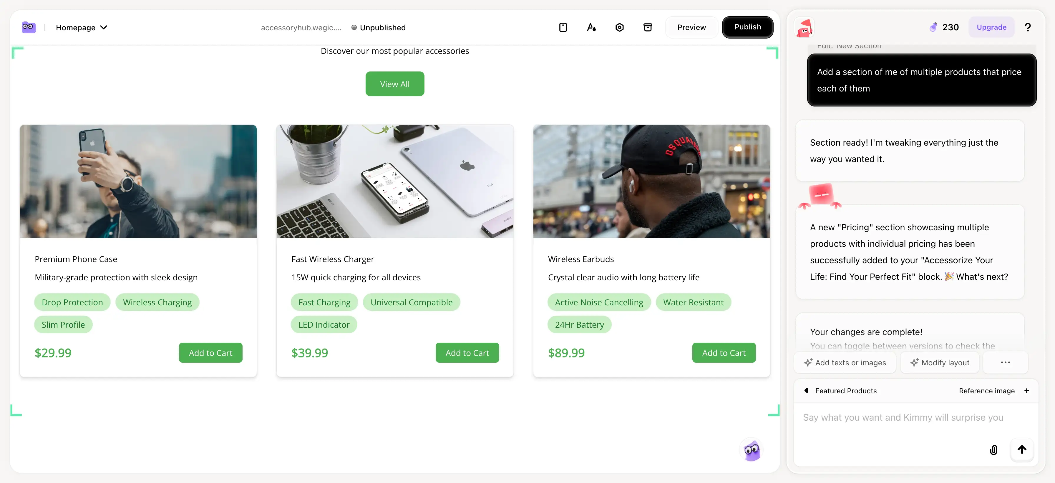 set product prices and details with help from wegic