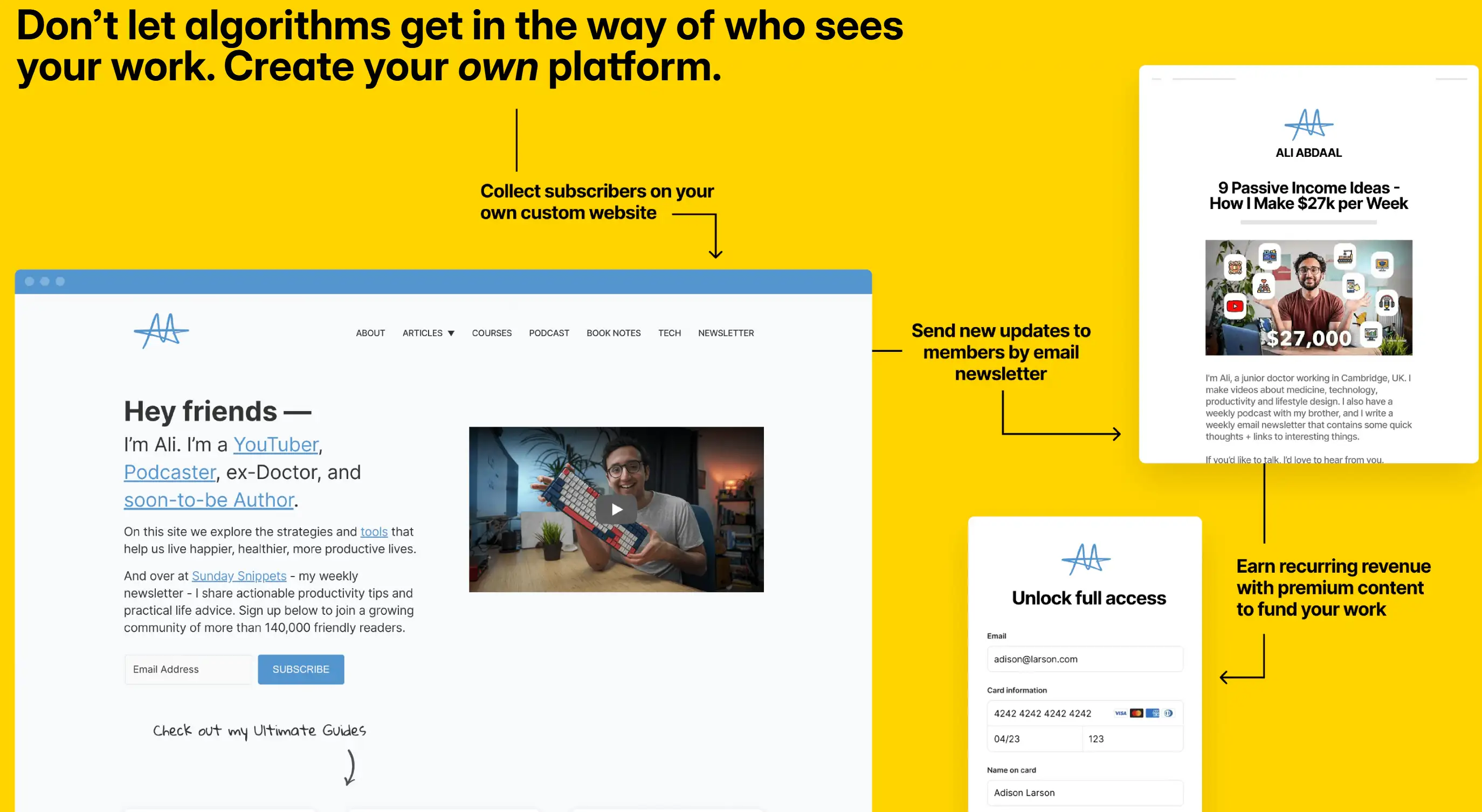 Creator hub for author platform on Ghost Creator hub for author platform on Ghost