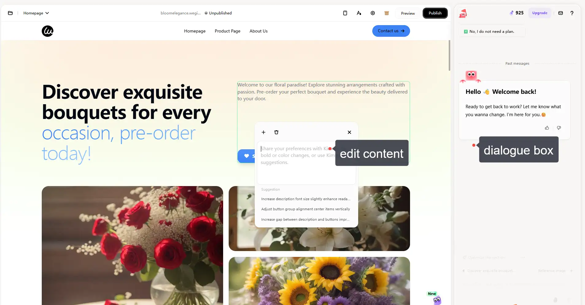 user can edit content easily