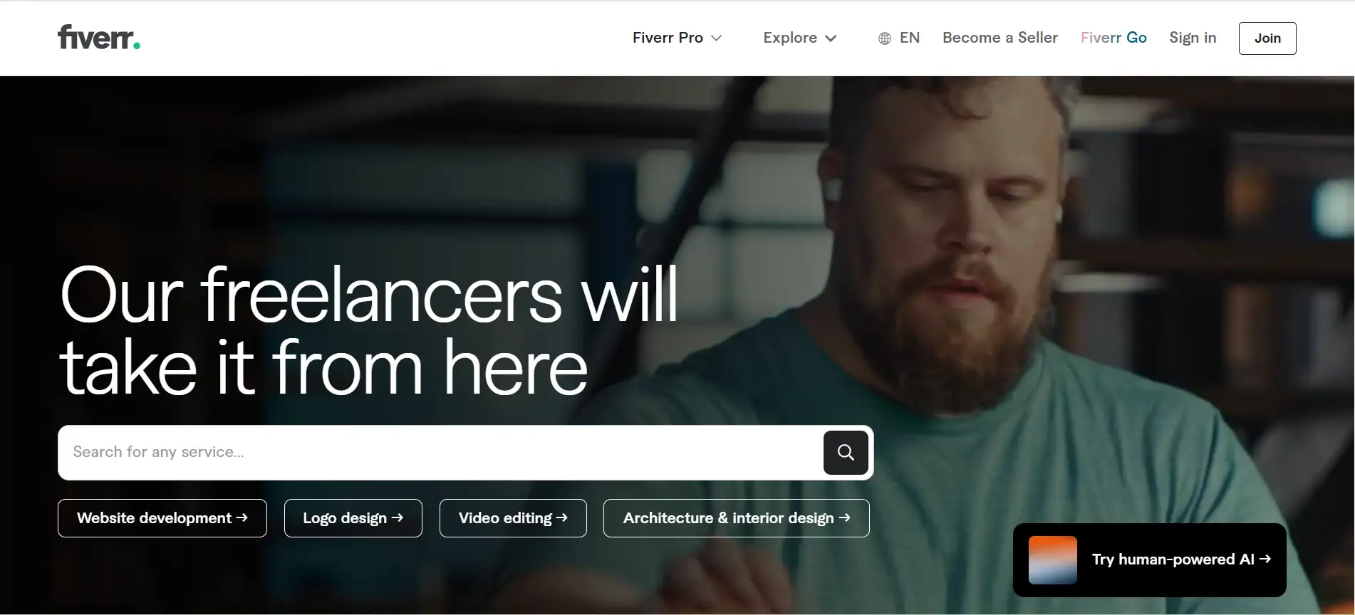 Fiverr's homepage