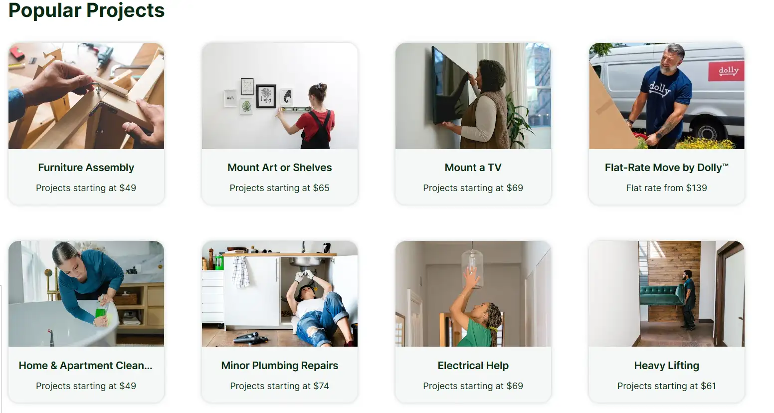 Popular projects on Taskrabbit