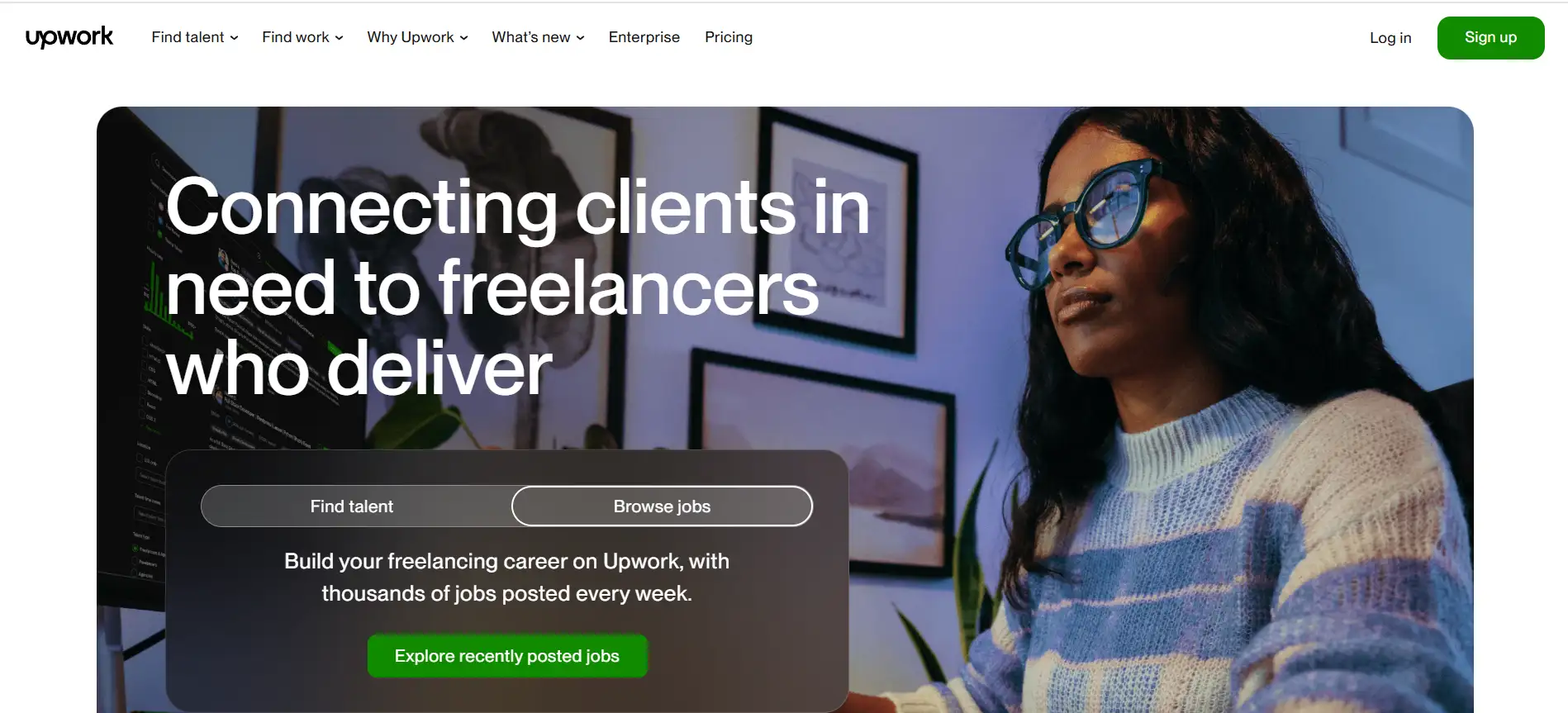 Upwork's homepage