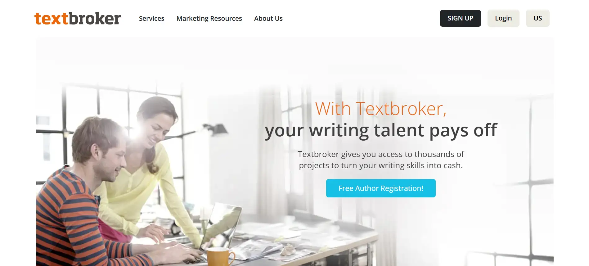 Textbroker's homepage