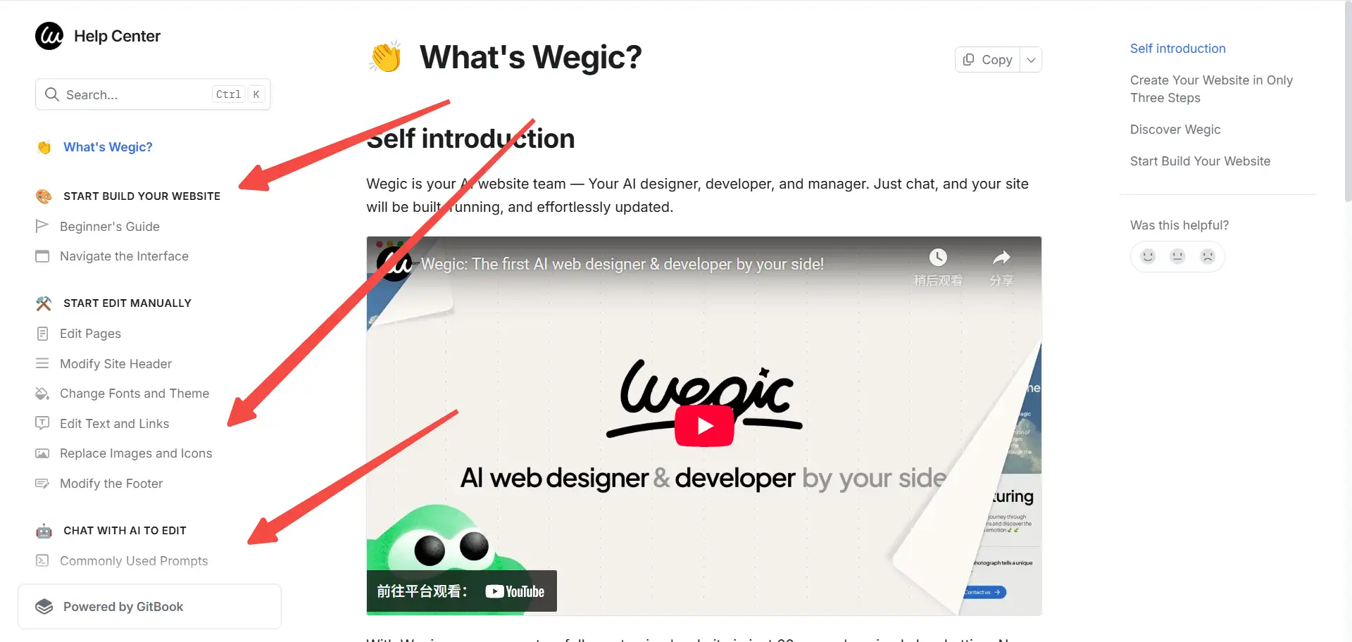 Wegic table of contents