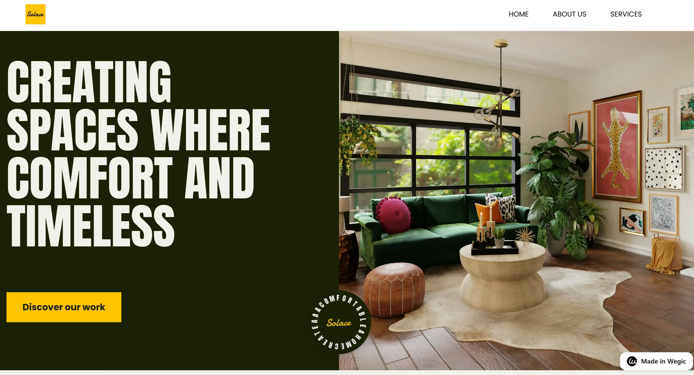 Interior design studio website made by Wegic