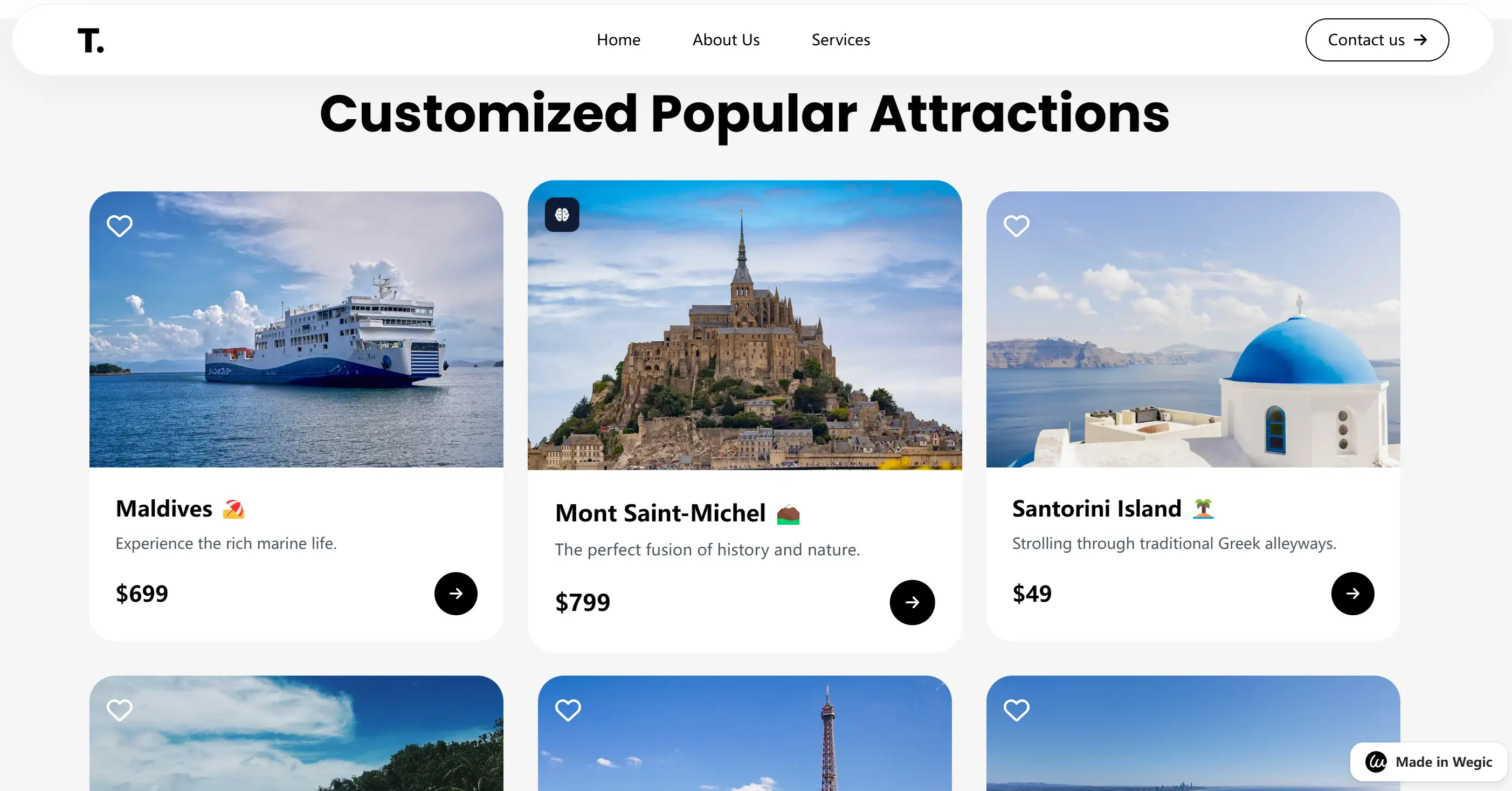 Global travel website made by Wegic