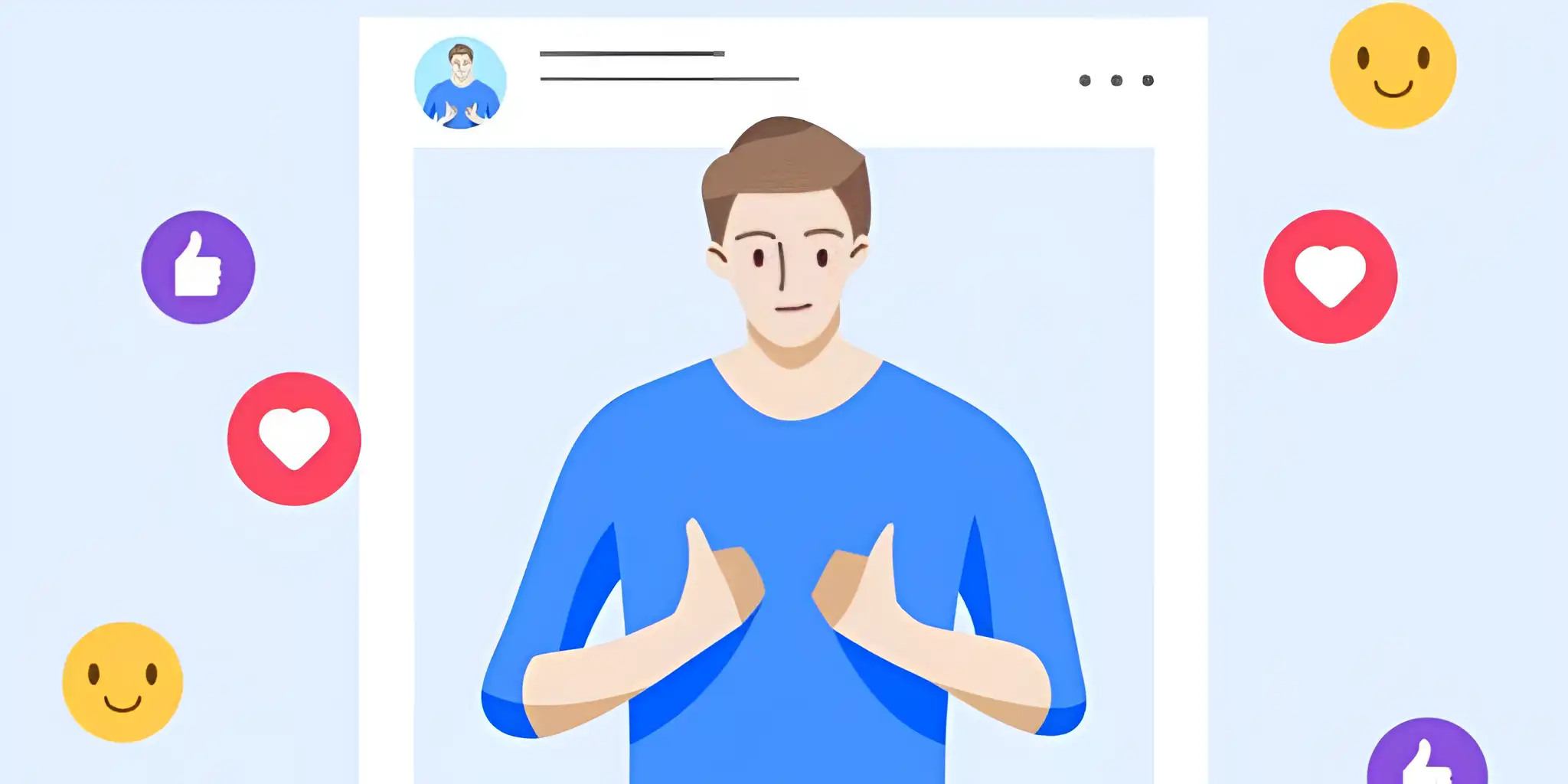 man shows himself on social media and gets likes