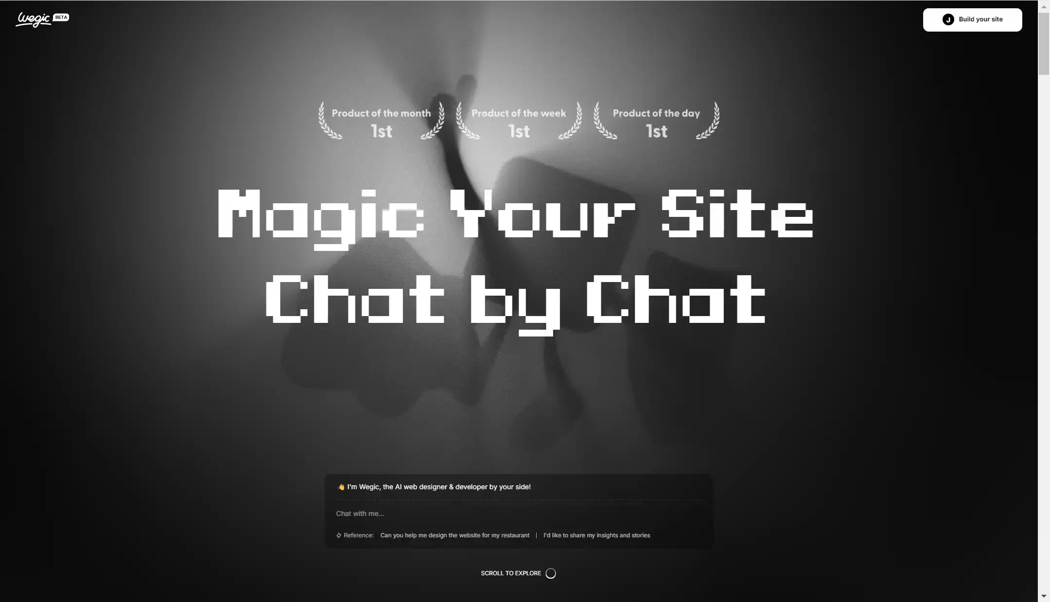 start magic your site chat by chat with wegic