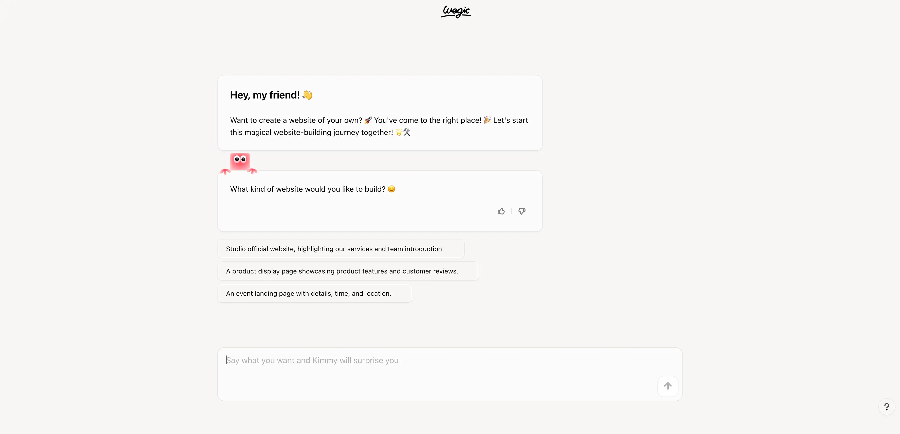 chat to build your website with wegic