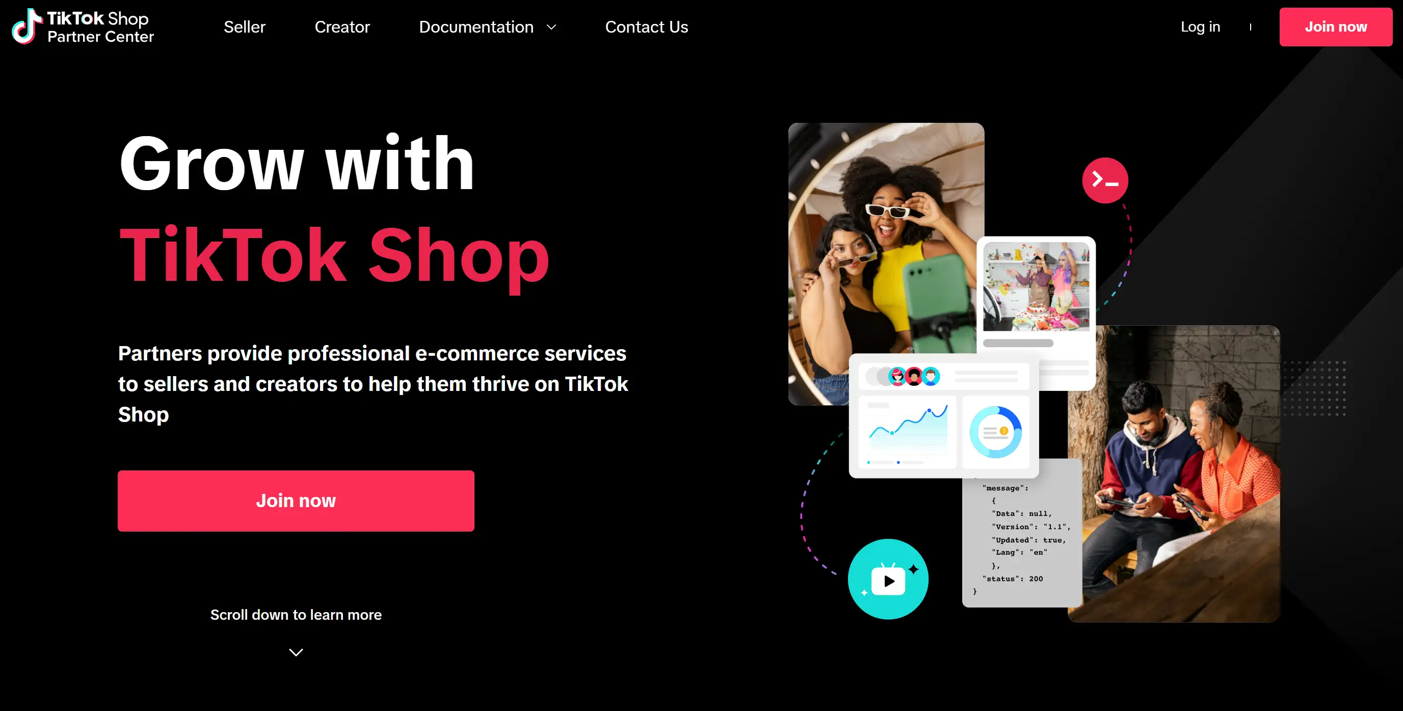 Landing page of TikTok Shop Partner Center