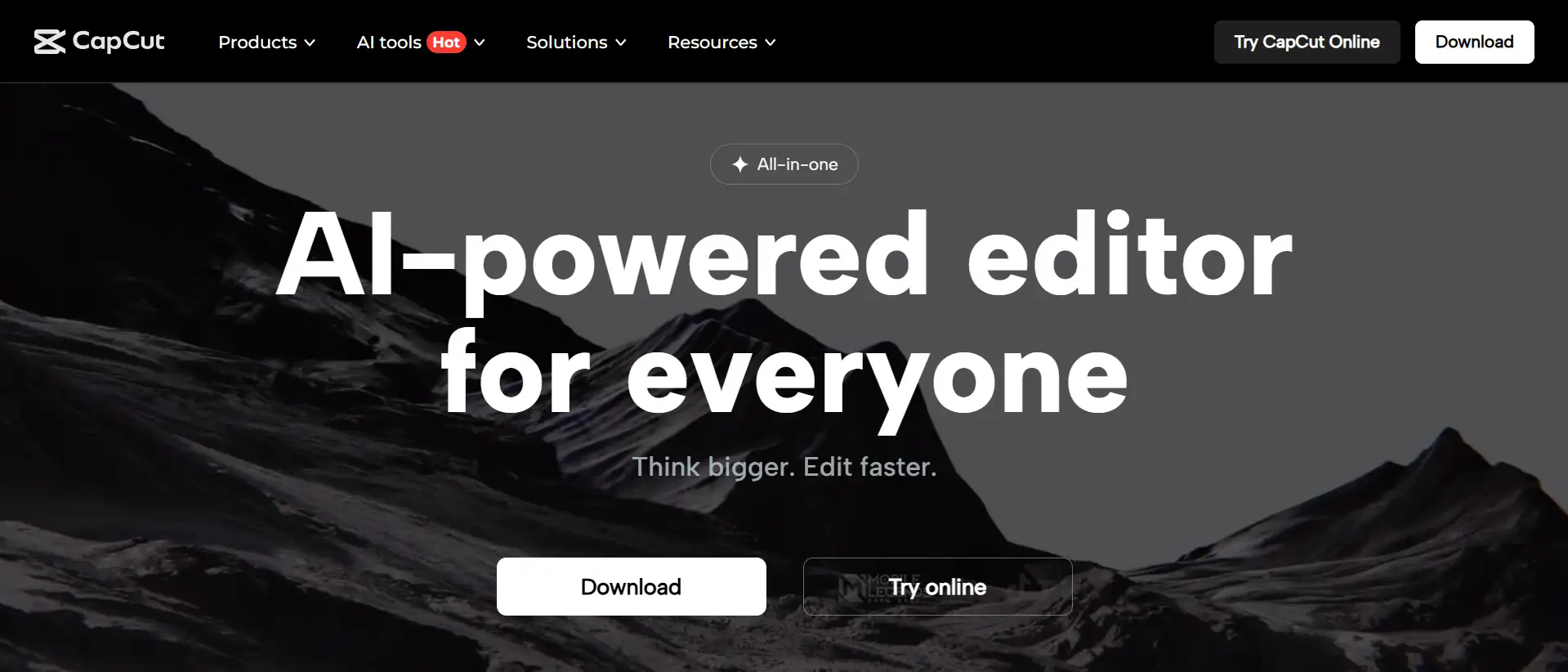 Capcut's homepage