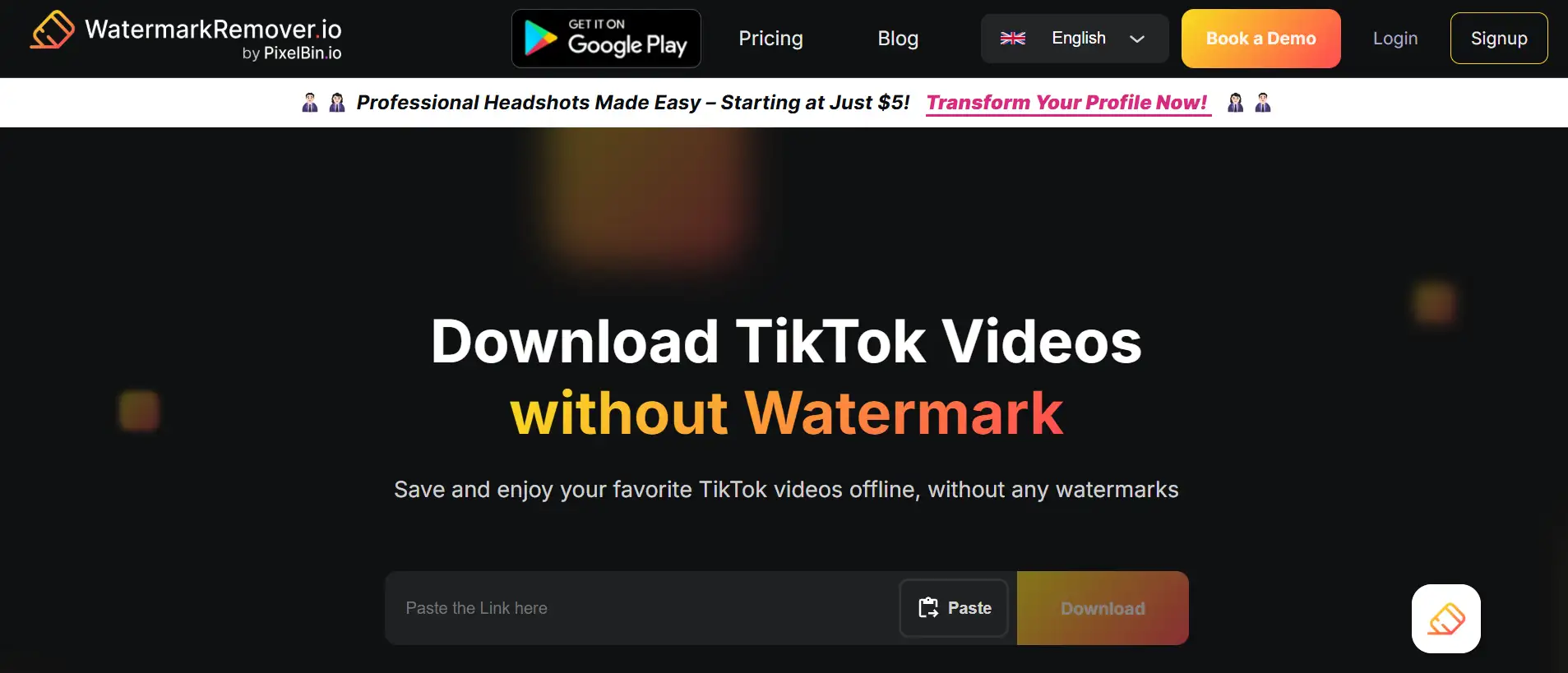 Watermarkremover.io's homepage