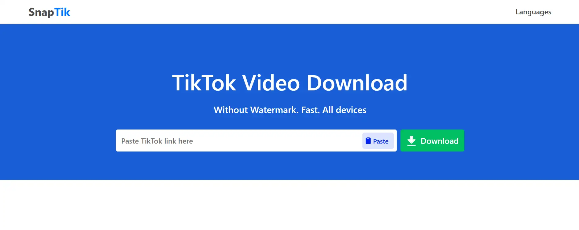 SnapTik's homepage