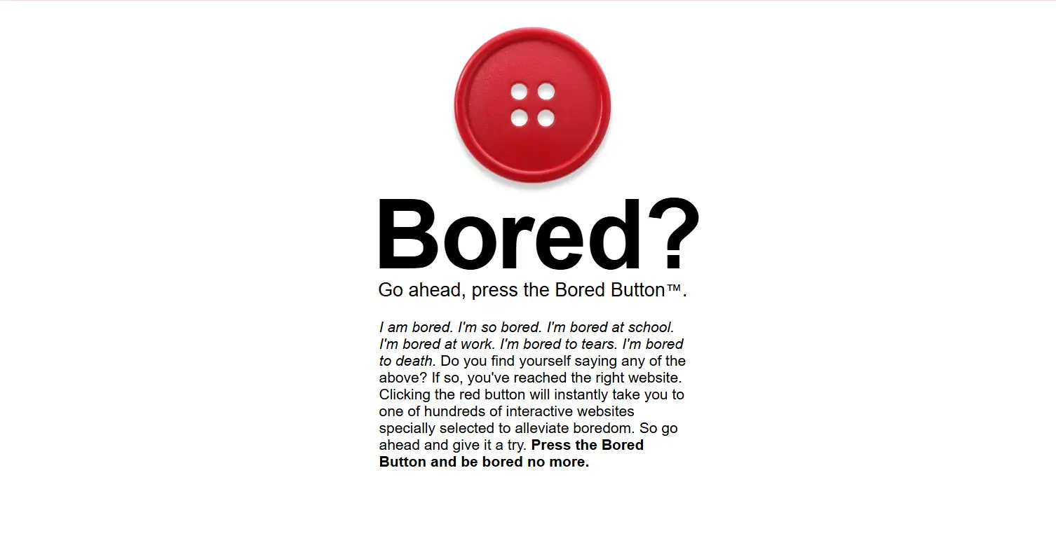 The Bored Button's homepage The Bored Button's homepage