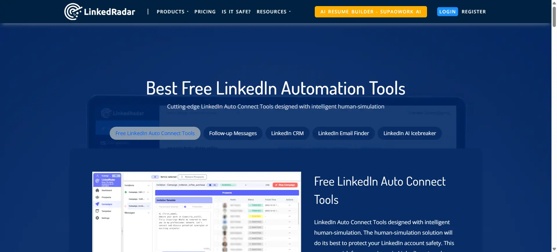 linkedradar webpage linkedradar webpage